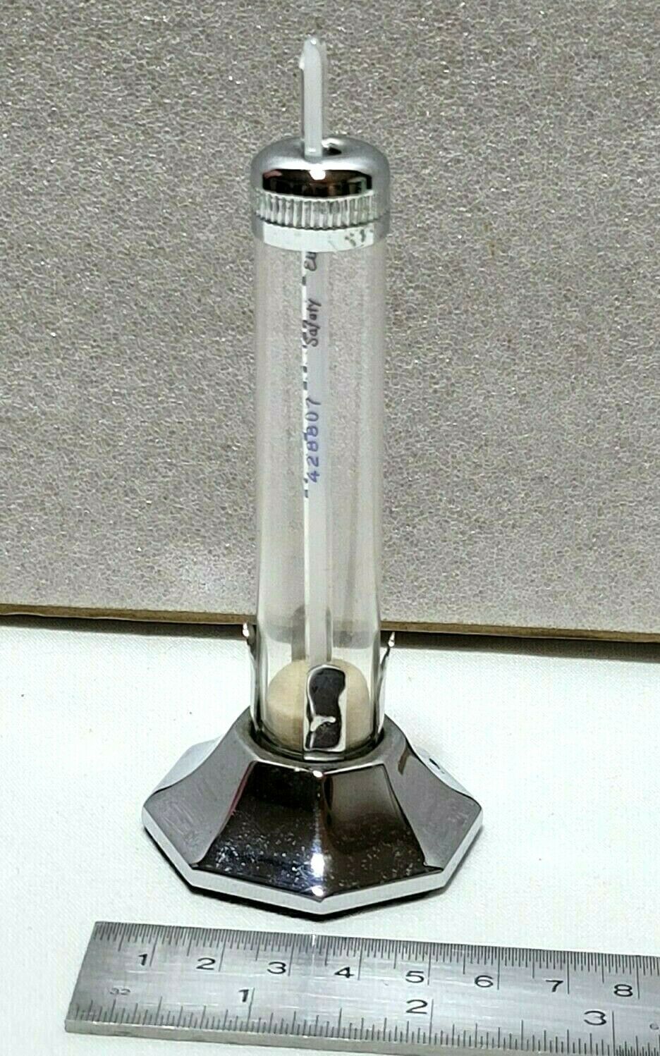 Vintage Faichney Glass Thermometer Holder Chrome Stand Rare Jar Sterile, Doctor