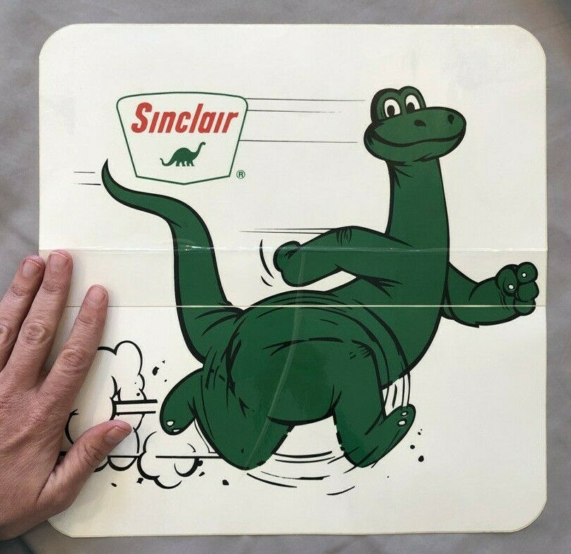 Vintage Large 12-in Sinclair Dinosaur Gas & Oil Service Station Vinyl Decal Adv