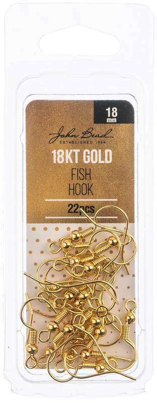 Earring Fish Hook 18mm 22/pkg 18kt Gold Plated 665772229686