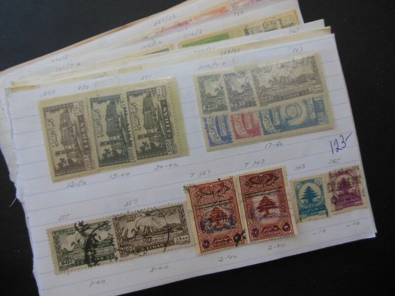 Lebanon : Large Grouping On Old Time Approval Pages All From Independent Era.