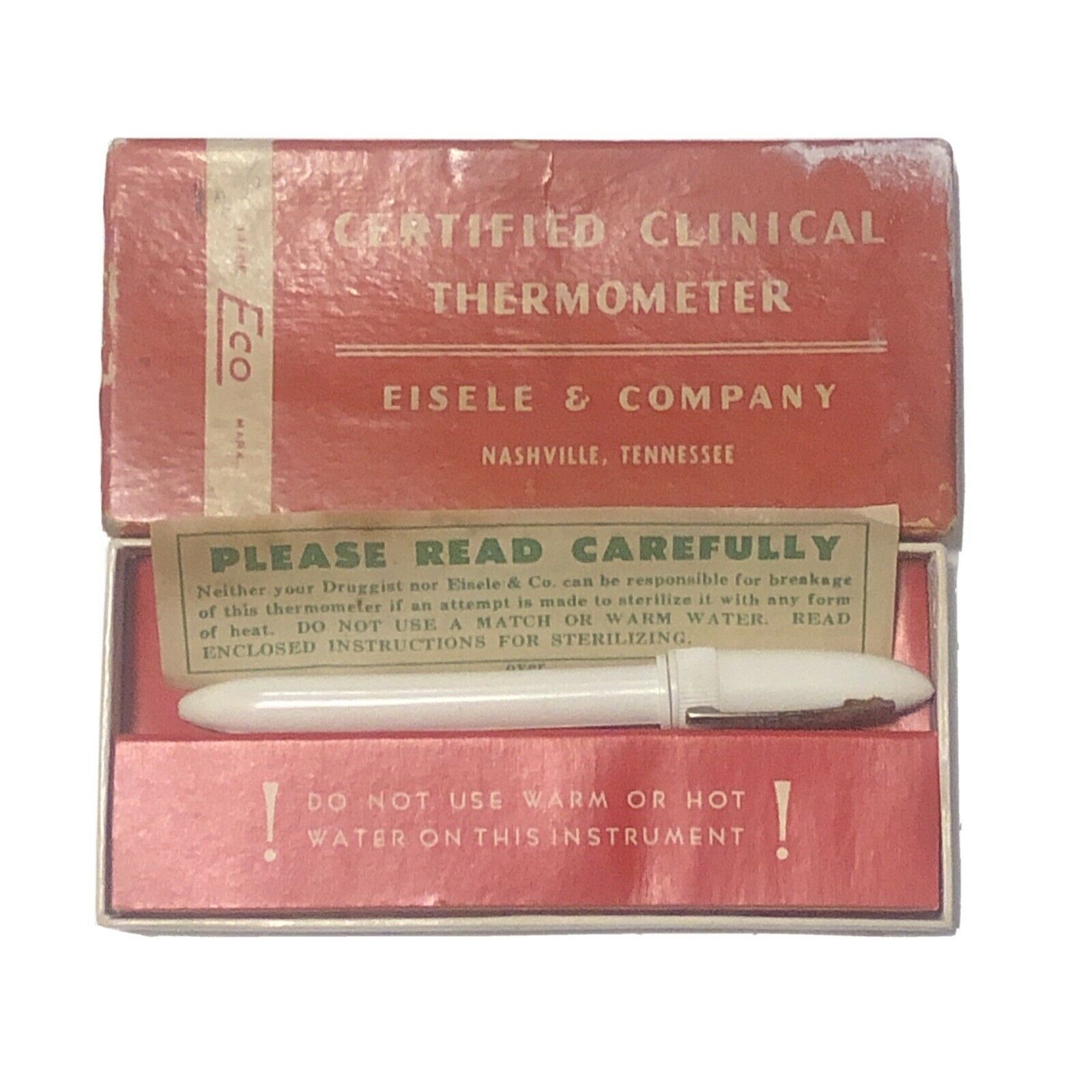 Vintage Eisele & Company 283 Redet Stubby Clinical Thermometer In Original Box