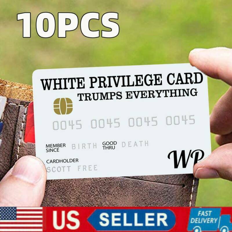10pc White Privilege Card Gag Novelty Wallet Size Collectable Laminated Gift Hot