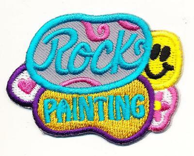 Girl Boy Cub Rock Painting Class Project Fun Patches Crest Badges Scout Guide