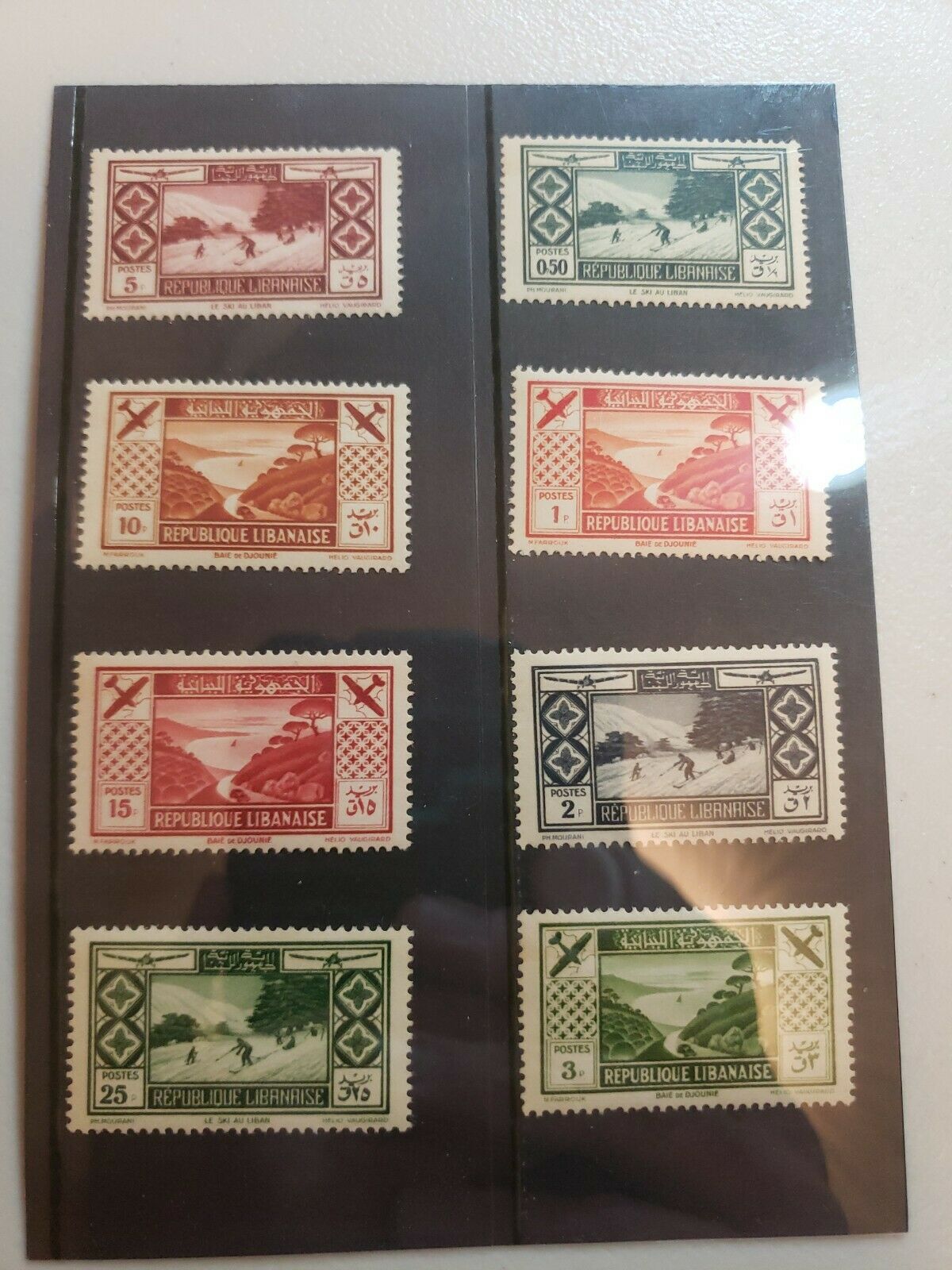 Lebanon 1936 Tourist Publicity Issue Set Of 8 Mnh #c49-56 Skiing / Bay Of Jounie