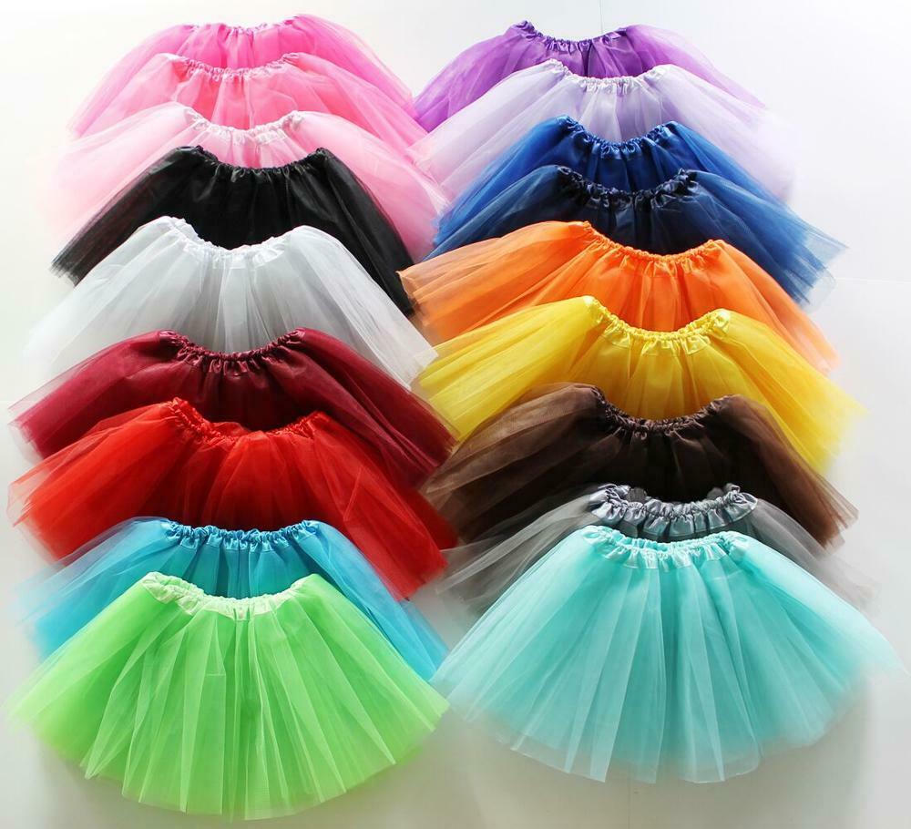 Toddler Kid Solid Color Tutu Skirt Ballet Dress Girls 3 Layer Petticoat