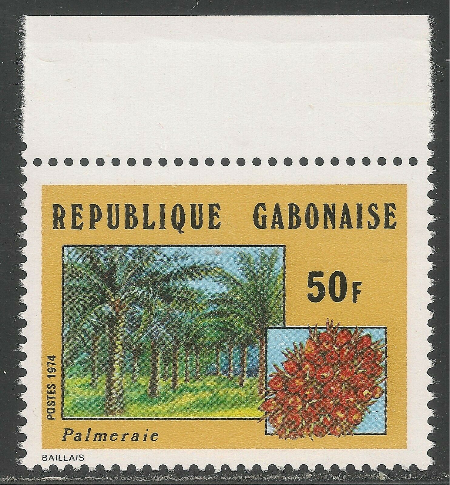 Gabon #337 (a94) Vf Mnh - 1974 50fr Palms And Dates - Agriculture
