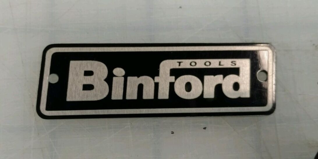 Metal Binford Tools Tool Box Tag Aluminum Nameplate Custom Made